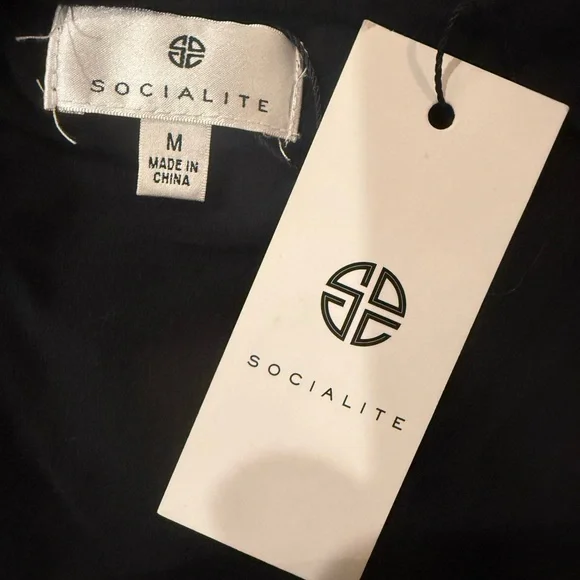 NWT Socialite Black Sleeveless Ruched Midi Dress Stretch Bodycon Size M - Picture 2 of 5